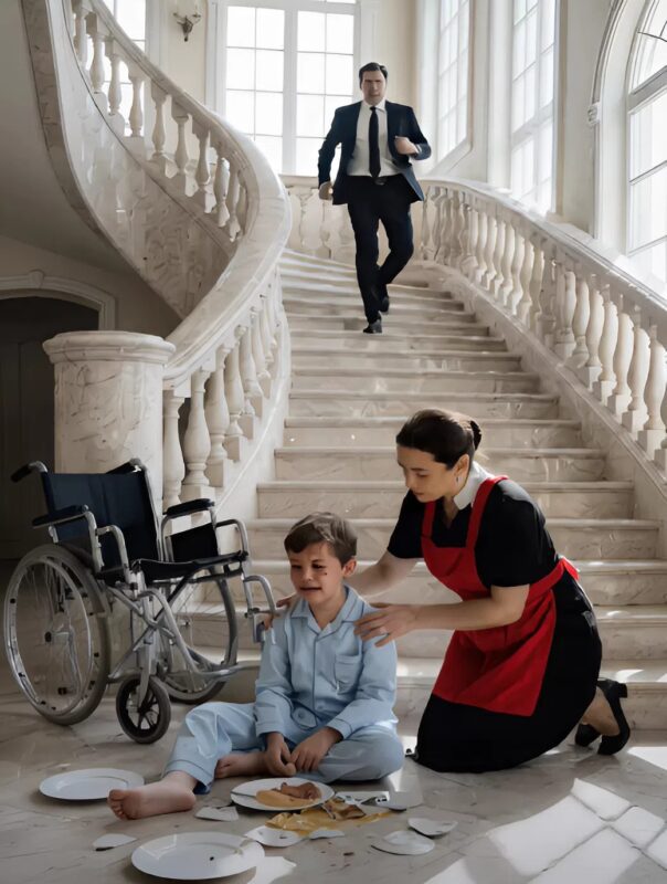 Dziecko upadło i lekko się uderzyło w nogę, ale kiedy jego ojciec wszystko to zobaczył, nie dowiadując się przyczyny, zrobił coś z pokojówką, co zaskoczyło wszystkich